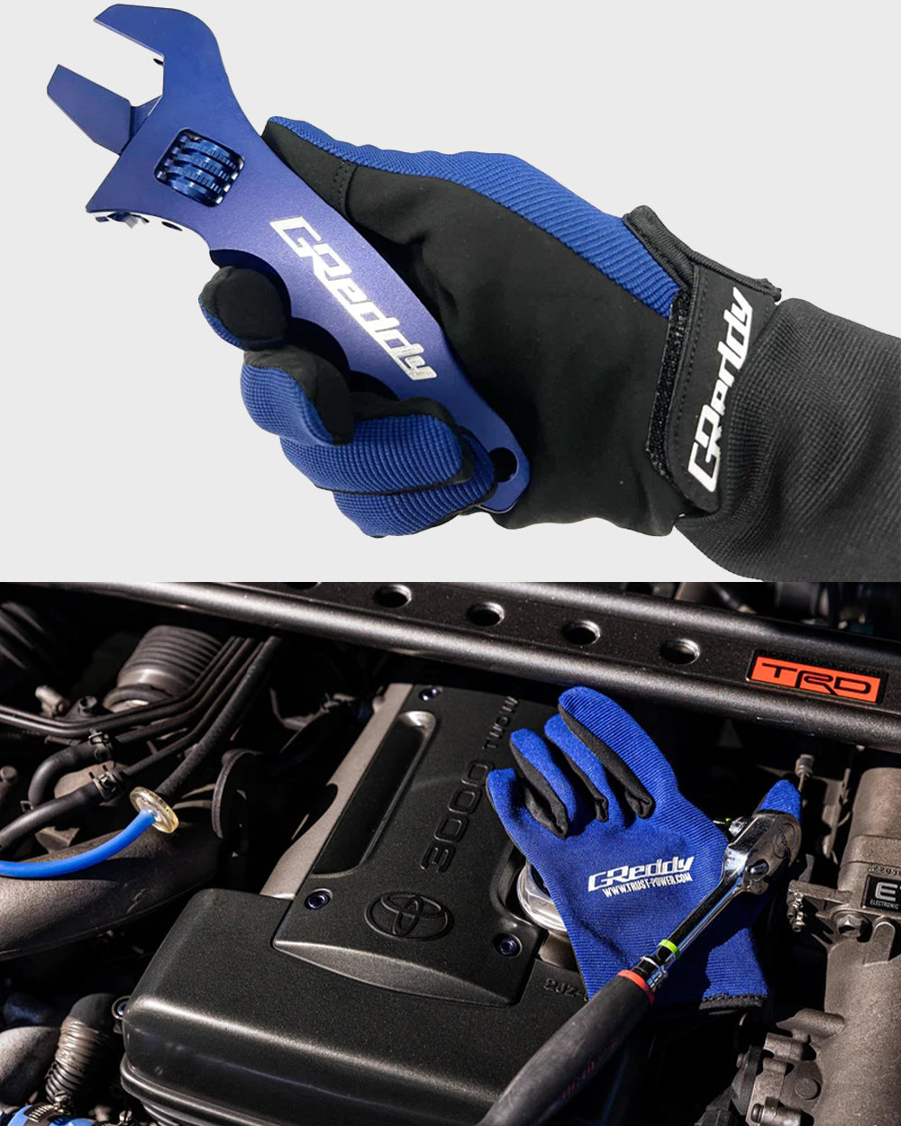 GReddy "Passion for Performance" Mechanic's Gloves - Blue/Black