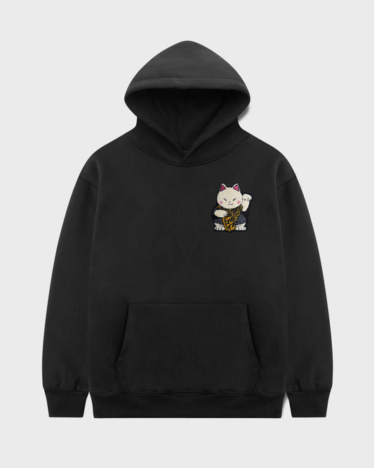 "Maneki Neko" Patch Hoodie // BLACK