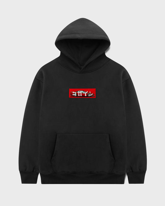 "NSX" Red Patch Hoodie // BLACK