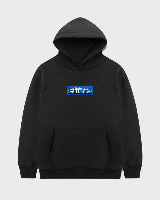 "R34" Blue Patch Hoodie // BLACK