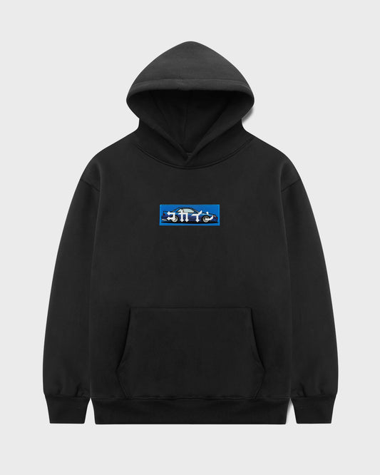 "S13" Silvia Blue Patch Hoodie // BLACK